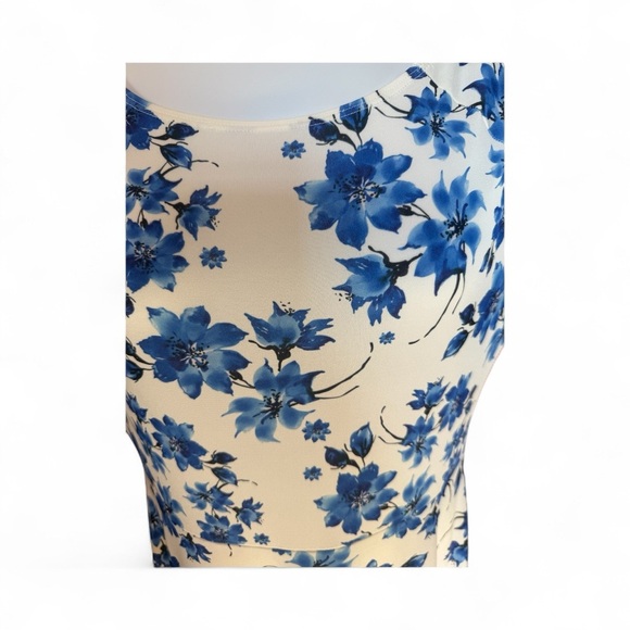 LBisse Blue Floral Midi Dress – Size 1X (NWT) Super Soft Stretchy Feminine Cutie - Picture 4 of 9